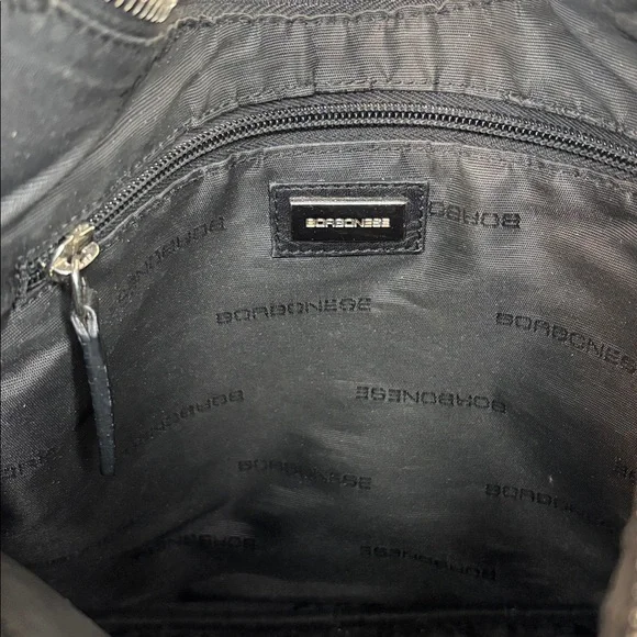 BORBONESE Black Italian Leather Hobo Bag with signature knot strap - Picture 13 of 16